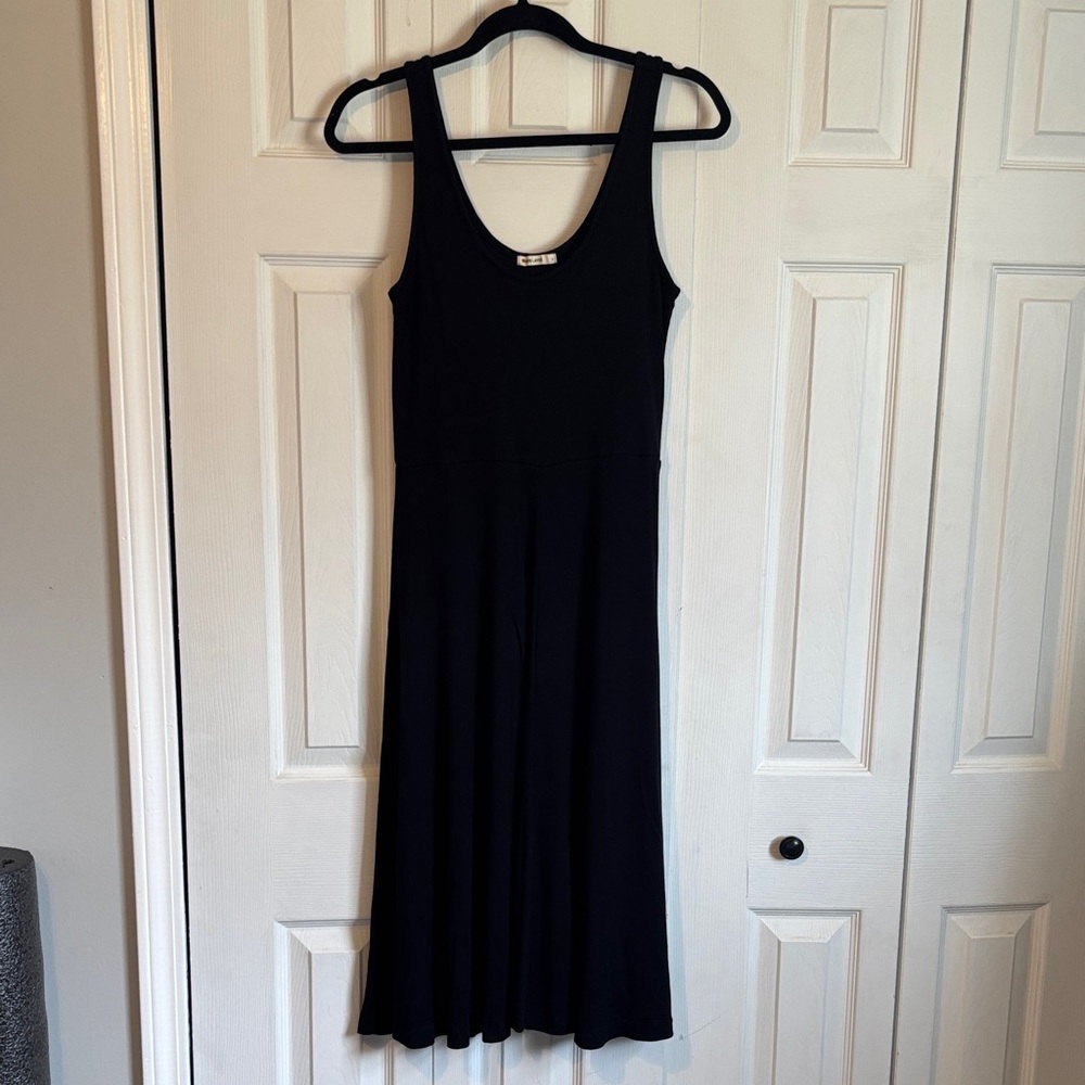 Marine Layer Lexi Rib Black Sleeveless Midi Dress